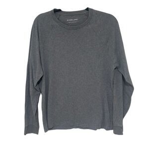 Everlane Mens Gray Heather Crew Neck Raglan Long Sleeve Cotton T-Shirt Large